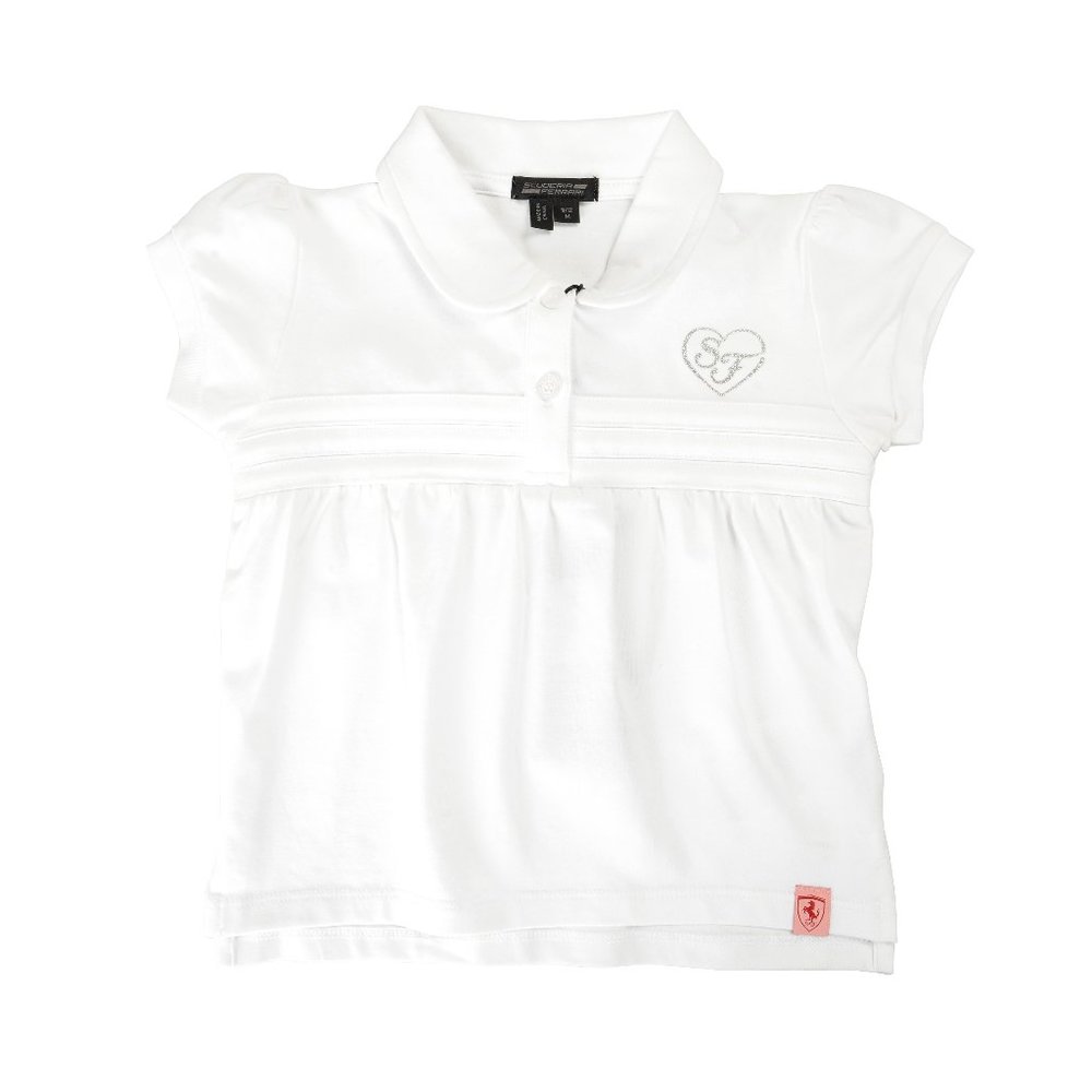 Scuderia Ferrari Girl White Short Sleeve Polo Shirt